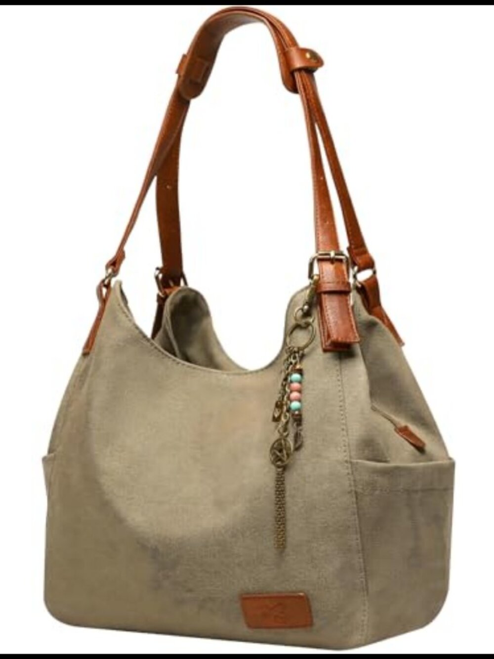 Canvas Hobo Tote Multi Pocket Shoulder Bag
